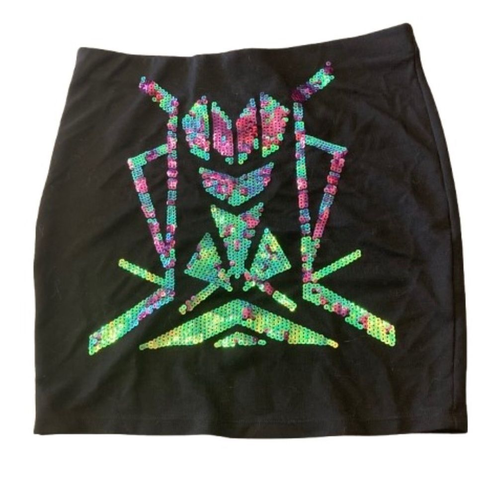 Gina Tricot Sequin Mini Skirt Medium Black Iridescent Party Festival